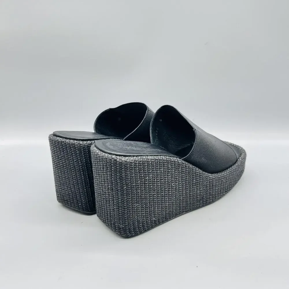 Donald J Pliner Sandals Womens 8 Black Slide Platform Wedge Shoes